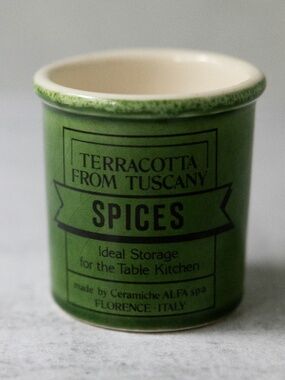 SUR LA TABLE TERRACOTTA FROM TUSCANY SPICES Mini Crock 2.75" Cream Green ITALY